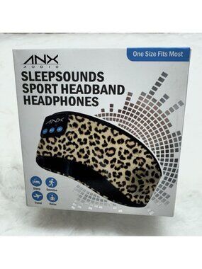 ANX AUDIO Sleepsounds Sport Headband Headphones Cheetah Print NEW